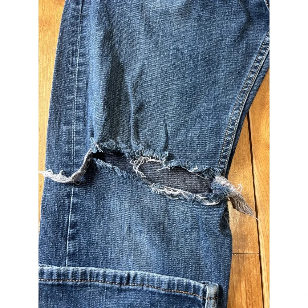 Levi's 505 Men's Regular Fit Straight Leg Jeans W34 L32 Distressed Medium Wash